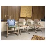 Wooden rocker three Metal Folding Chairs
