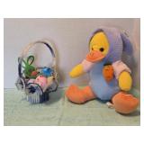 New Easter Plush Duck and Vintage Handmade Easter