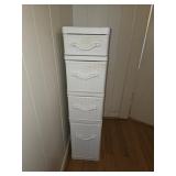 Four Drawer Plastic Storage.  8'w x 18'd x 34'h.