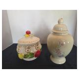 Vintage Fred Roberts Co. Fruit and daisy canister