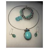Torquoise Silver Color Costume Jewelry