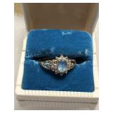 10kt Gold Aquamarine with Diamondï¿½s approximately