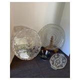 Vintage glass platters, serving dish & bowl
