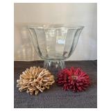 Vintage glass pedestal bowl with two magnetic