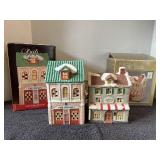 Two, vintage porcelain, lighted houses