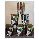 Six, vintage, Fenton carnival tumblers. One has