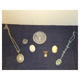 Vintage Cameo  pins and locket
