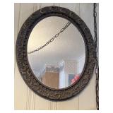 Vintage wall mirror with etched plastic frame