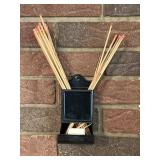 Black metal, Wall mounted, fireplace match holder