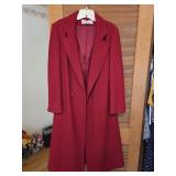 Gorgeous Red Full Length Wool and Nylon Coat.