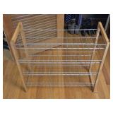 Wooden and Metal Shoe Rack.  Sturdy!  28'w x 11'