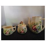 Vintage ceramic Tilso sugar bowl, creamer, and