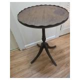 Vintage pie crust side table 28 in tall 18 1/2