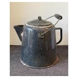 Vintage enamelware cowboy coffee pot