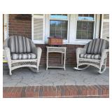 Wicker Rockers with Table with Choo Choo Planter