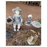 Grandma Garden with Girl and Boy cement