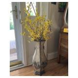 Vintage metal floor vase with floral