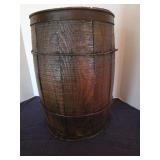 Vintage wooden wire banded nail keg
