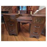 Dark wood Vintage Vanity with mirror from