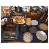 Assortment of cake pans and ect