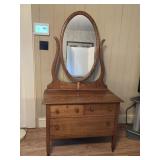 Antique oak vanity dresser with Mirror.  36'W