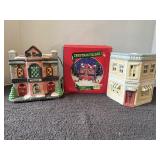 Set of vintage lighted houses