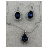 sapphire teardrop earrings and necklace set
