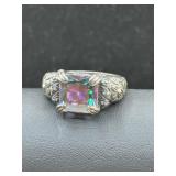 Mystic Topaz Sterling Silver 925 Ring Floral
