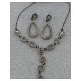 gold-tone rhinestone jewelry set includes