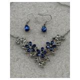 blue and silver crystal bridal jewelry set