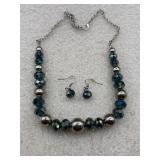 Sparkle Necklace Mirror Bead & Gunmetal Silver