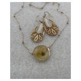 Gold tone necklace and earrings set