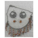 jewelry set, including a fringe necklace with
