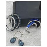 Blue Rhinestone earrings lot