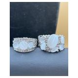 Moonstone and Rhinestone rings with stretch bands