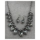 silver-tone, large clear crystal rhinestone