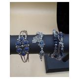 Silver tone blue stone stylish bracelets