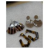 Faux tortoise shell and rhinestone earrings