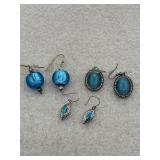 Turquoise colored fashion earrings lot