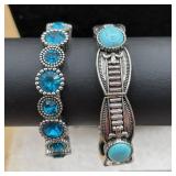 Silver turquoise and turquoise rhinestone