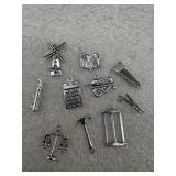 10 vintage silver tone charms