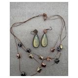 multi-strand necklace and matching teardrop