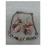 Leafy Lagoon copper necklace and earring set.