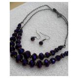 purple iridescent beaded jewelry Set