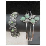 bracelet with green rhinestone accents alongside