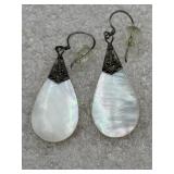 sterling silver mother-of-pearl drop earrings