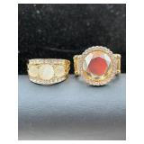 costume fashion rings, featuring gold-toned