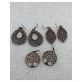 copper-toned dangle earrings mixture of styles,