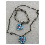 Sarah Coventry heart necklace and bracelet set