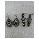 Green Rhinestone earring lot